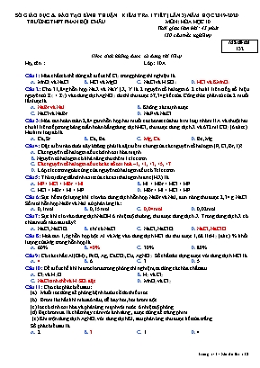 Đề kiểm tra 1 tiết lần 3 môn Hóa học Lớp 10 - Mã đề 132 - Năm học 2019-2020 - Trường THPT Phan Bội Châu (Kèm đáp án)
